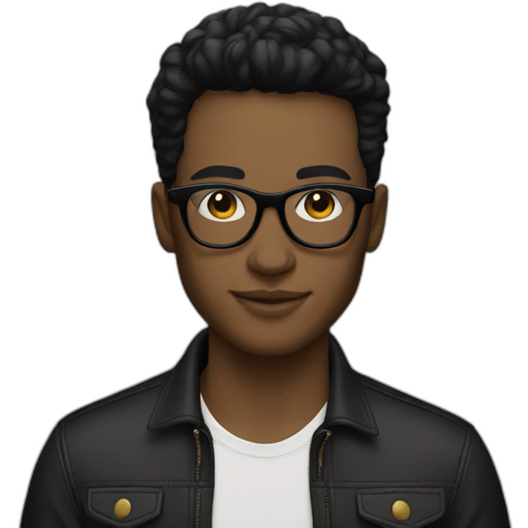 young designer with glasses black hair emoji