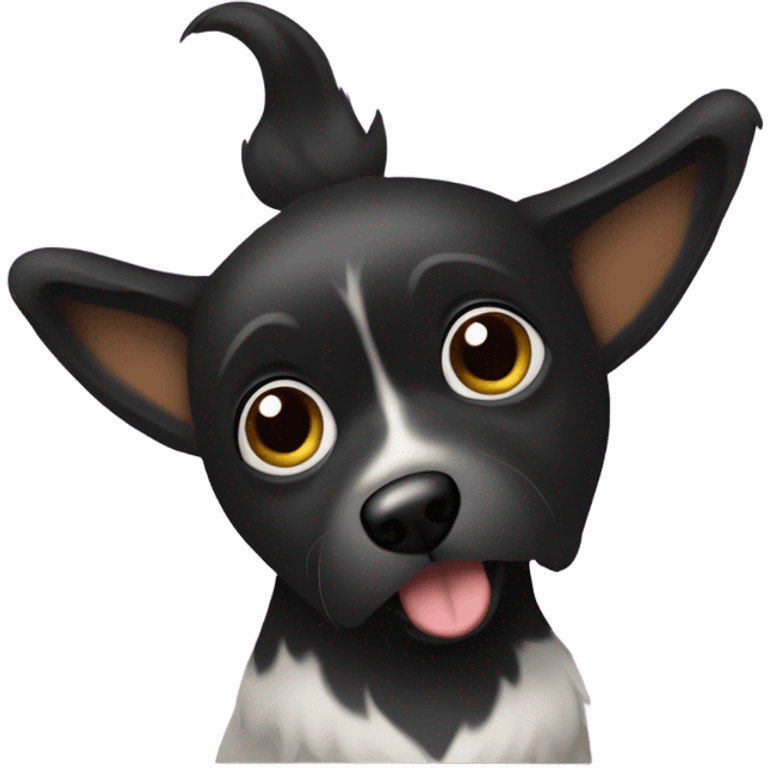 Perro negro peludo orejas largas emoji