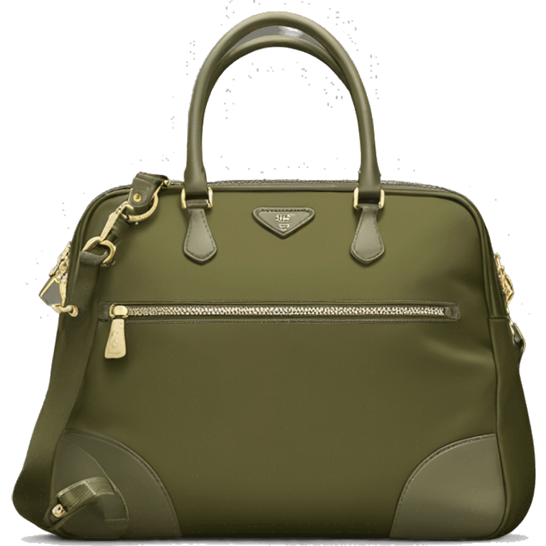 olive prada nylon hand bag emoji