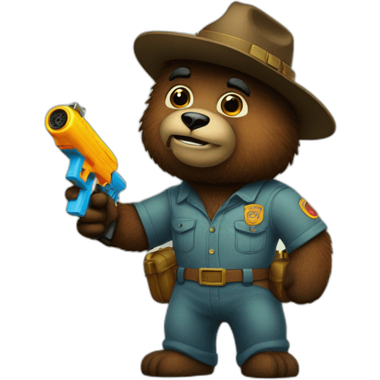 smokey bear with water gun emoji