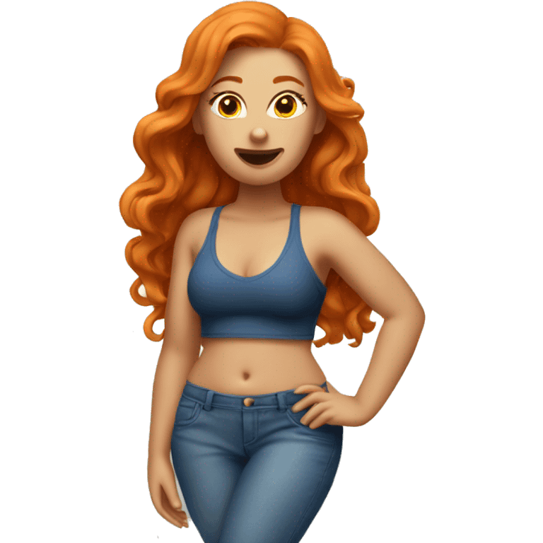 ginger curvy woman sfw beach pose emoji