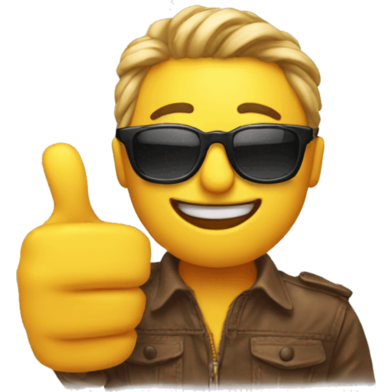 Realistic emoji with sunglasses and doing a thumbs up emoji