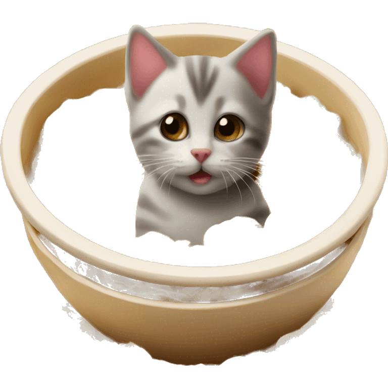 Kitten in lo mein pasta in a bowl  emoji