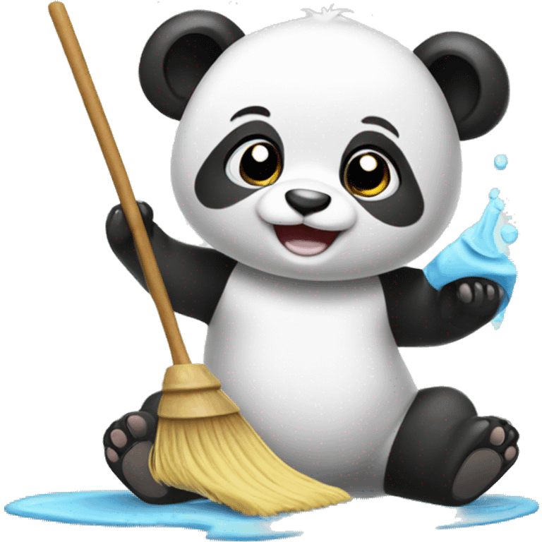 Baby panda cleaning emoji