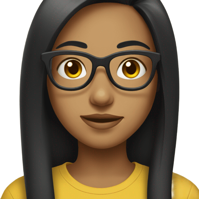 BLACK-straight-haired-girl-glasses-YELLOW-shirt emoji