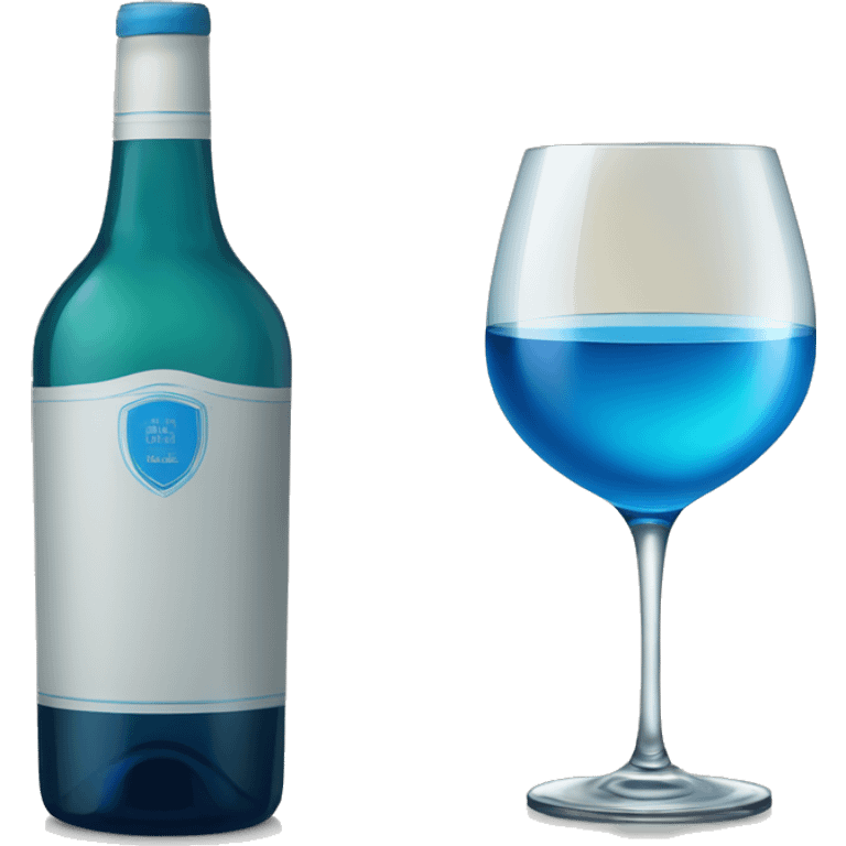 Un verre  de vin avec une boisson bleue emoji