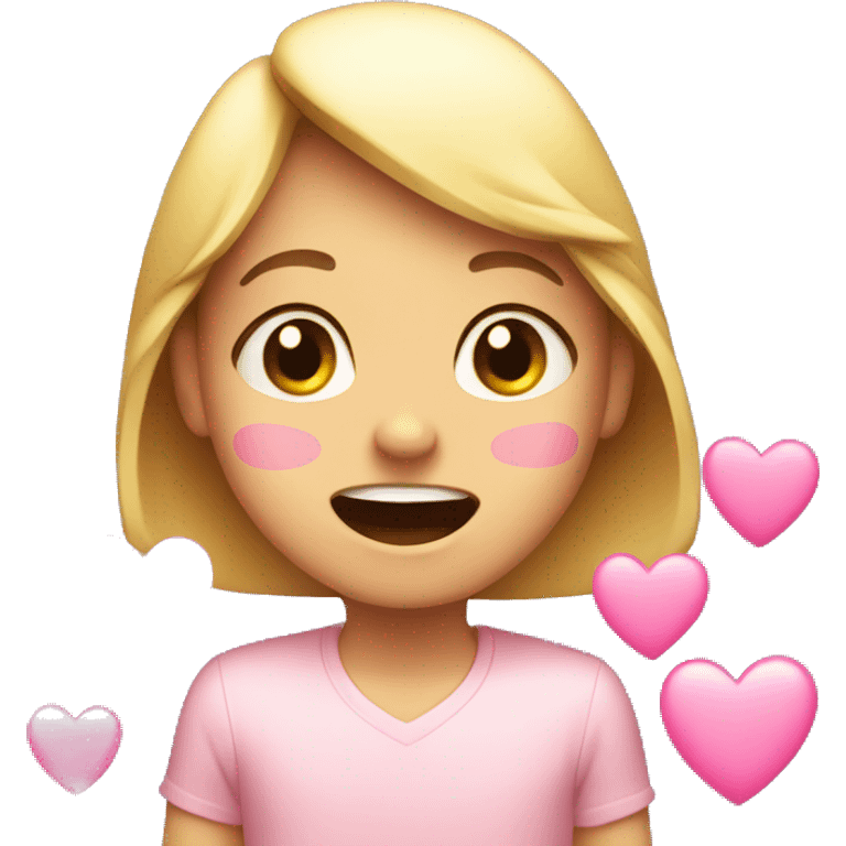 Happy crying with pink hearts around  emoji