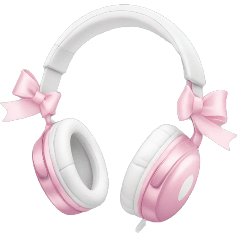 White apple headphones with light pink bows emoji