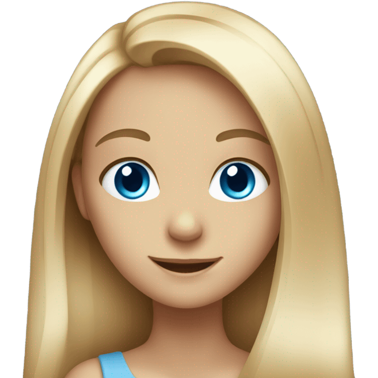 smiling girl with long hair and blue eyes emoji