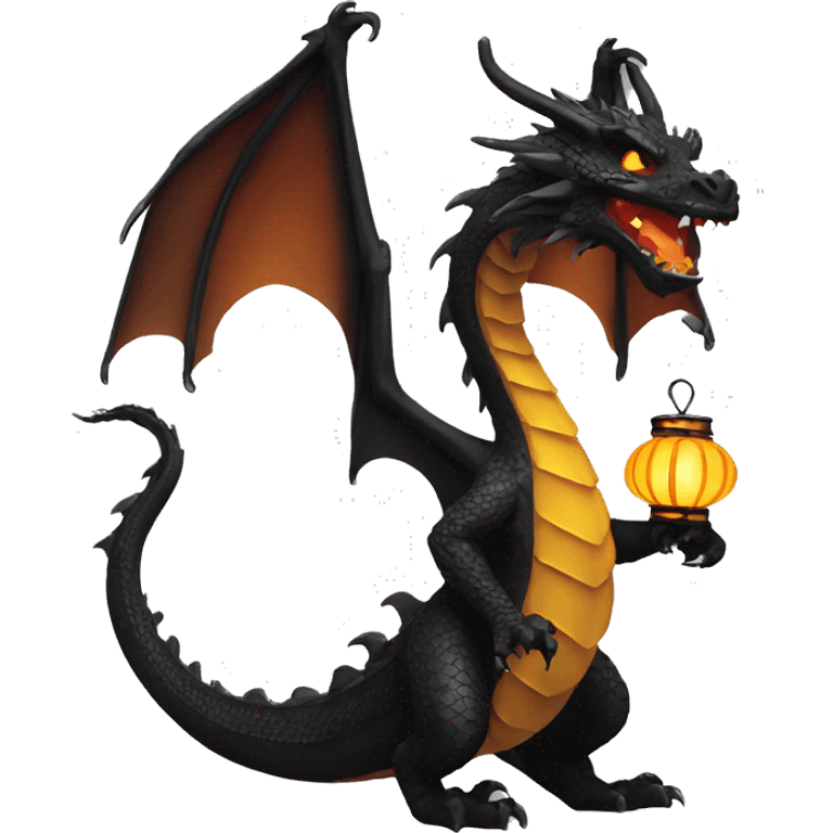 Black Dragon with lanterns on its tail emoji