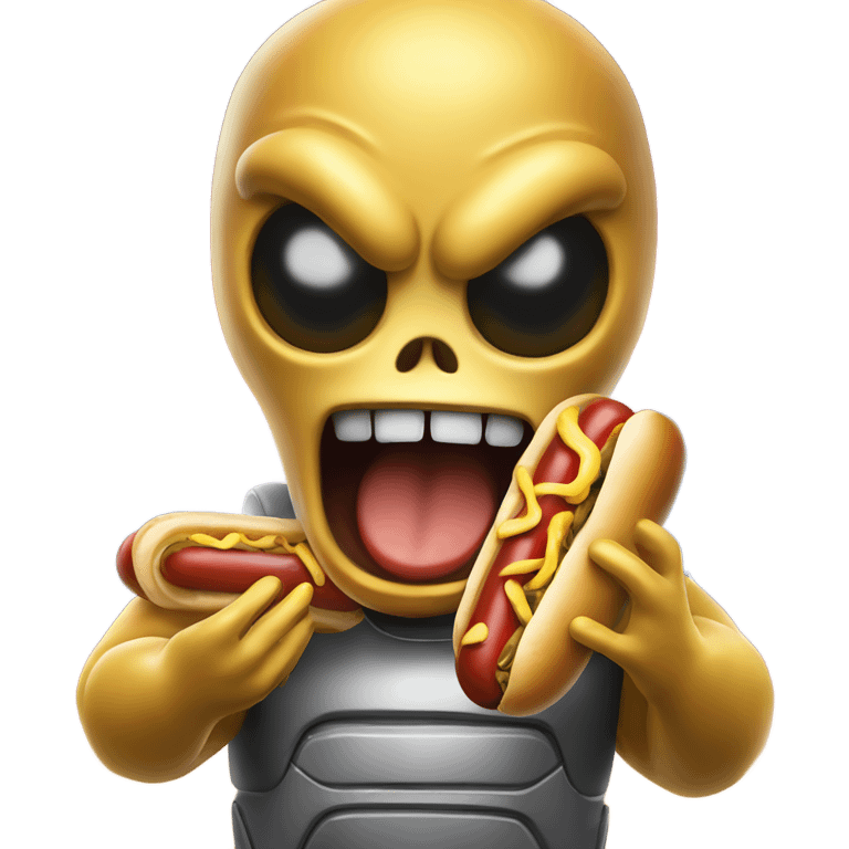 Angry cheese alien holding hotdogs  emoji