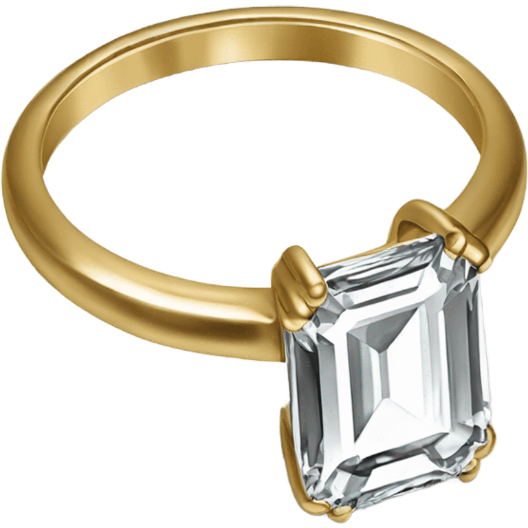 Emerald cut diamond ring gold band  emoji