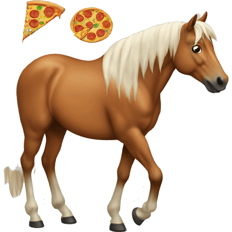 Horse eating a pizza emoji