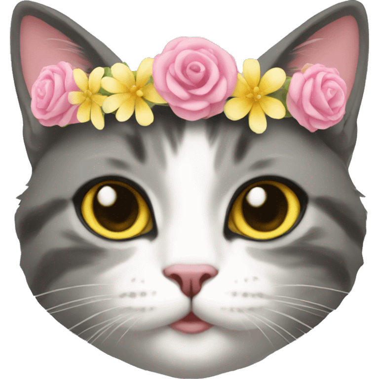 flower tiara on cat emoji