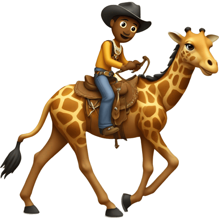 Cowboy riding giraffe emoji