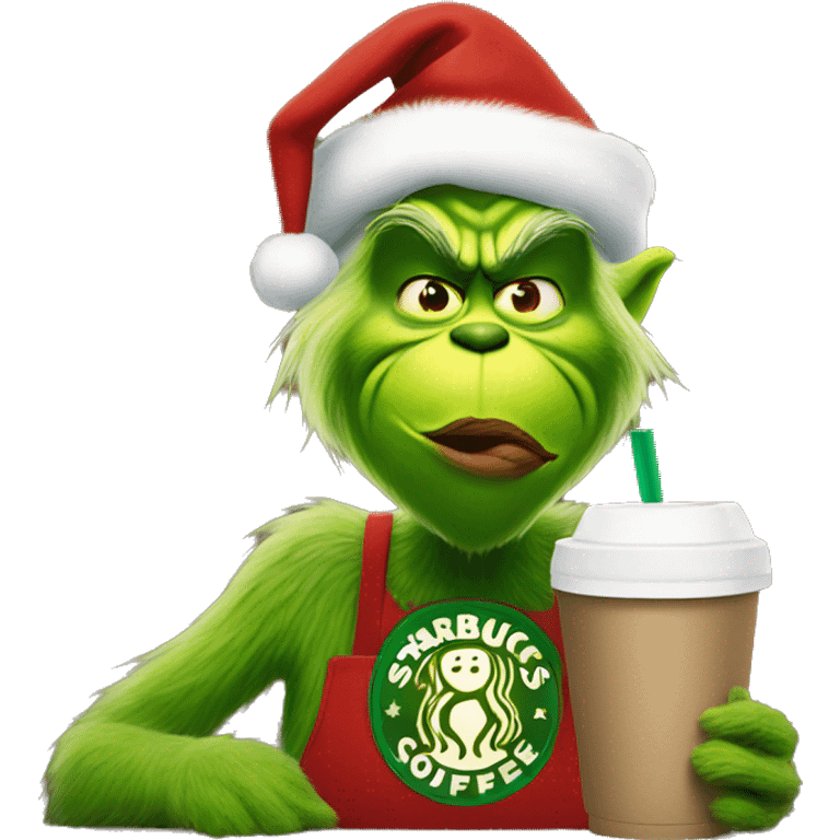 Grinch drinking Starbucks emoji