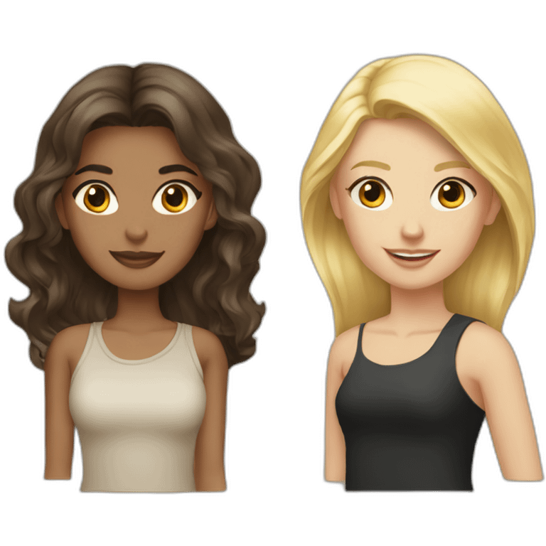 blonde girl and brunete girl emoji