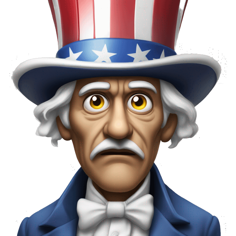 Uncle Sam with pitiful eyes up to his waist photorealistic serious emoji