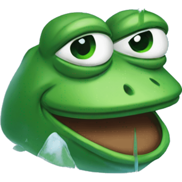 pepe the frog in an icecube emoji