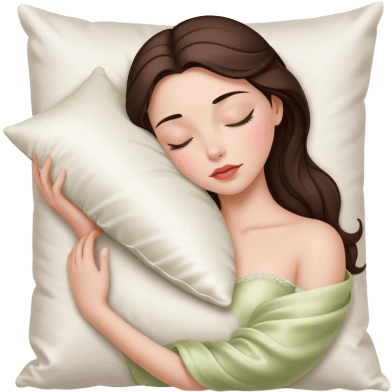 sleeping beauty brunette white girl with a silk pillow emoji