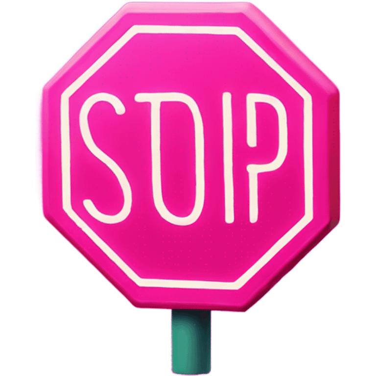 neon pink stop sign emoji