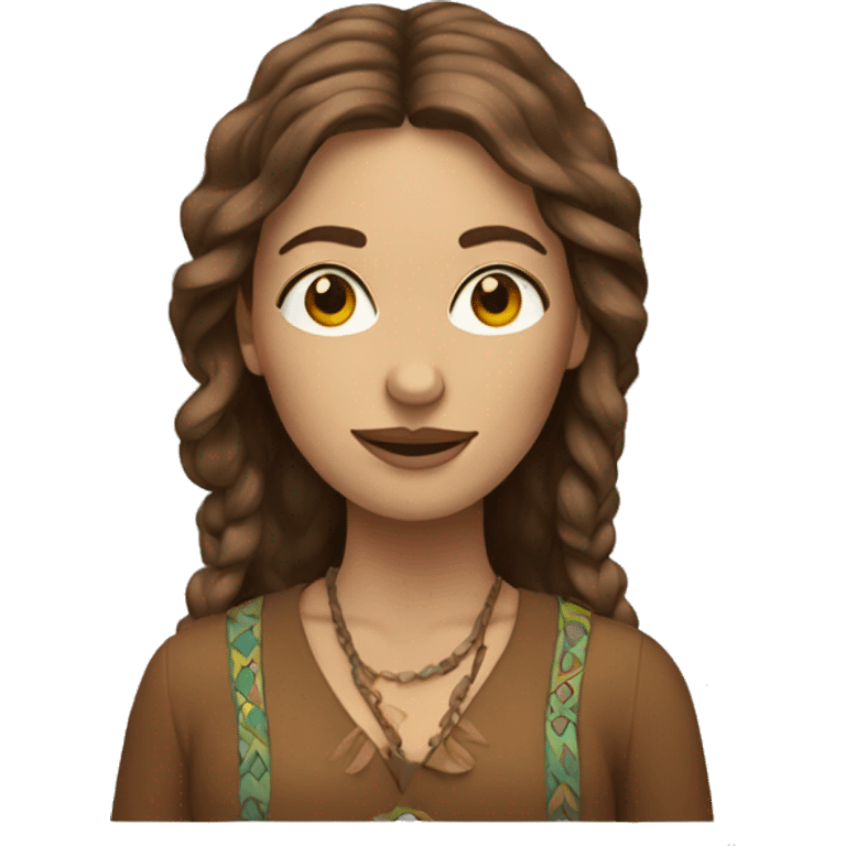 Hippie woman with brown hair portrait emoji