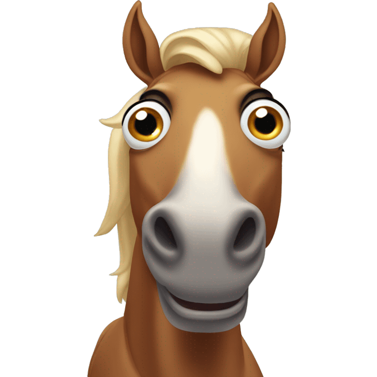 full horse with big goofy eyes and a shocked face emoji