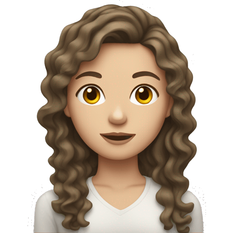 Brunette white girl with wavy hair emoji