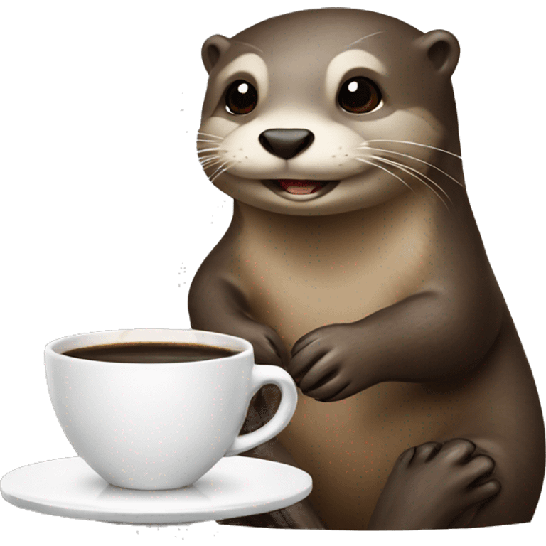 Otter with a cup of coffee emoji