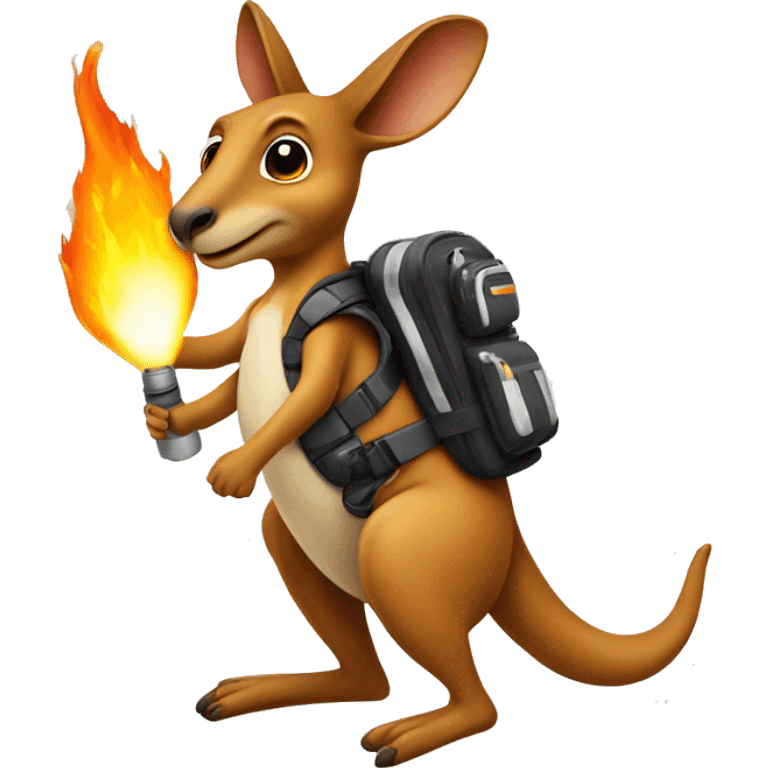 kangaroo with jet pack flame emoji