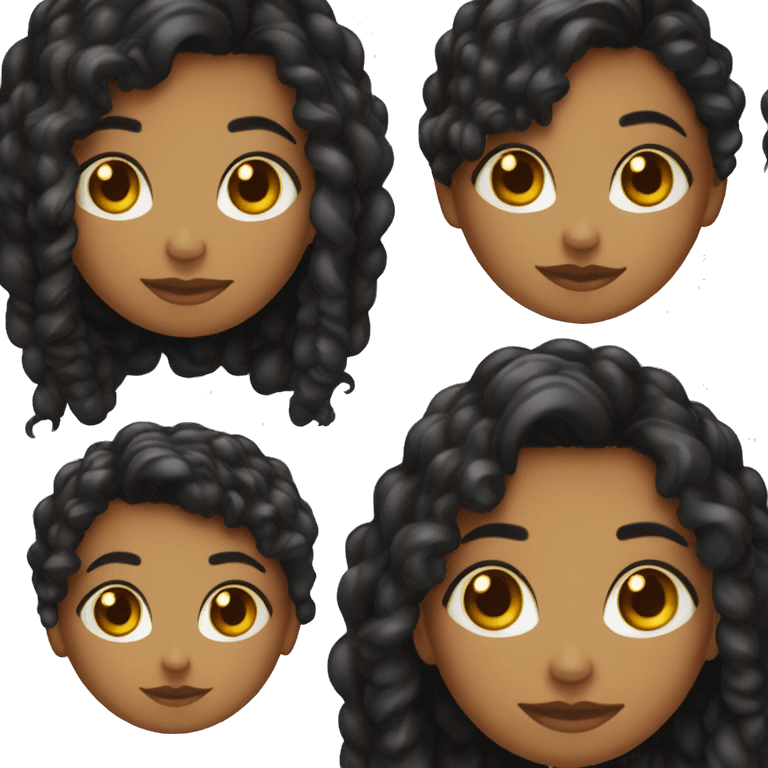 Uma mulher de cabelo longo e liso e preto, olhos pretos, cor parda  emoji