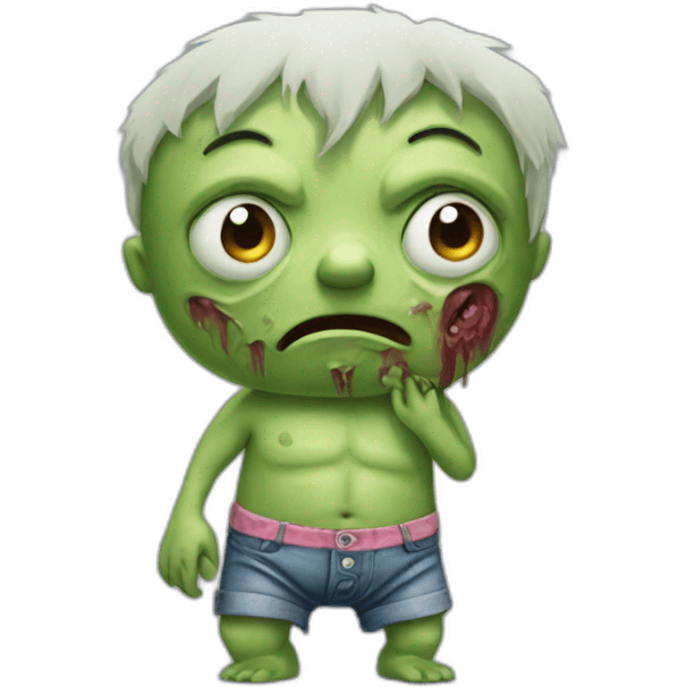 sad zombi in underpants hyperrealistic emoji