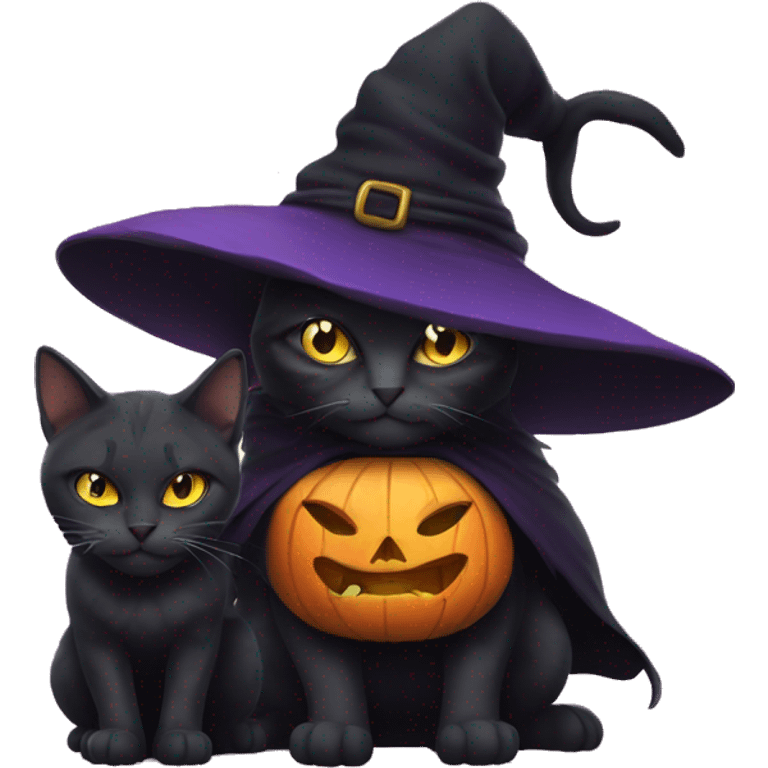 witch cat with the witch emoji