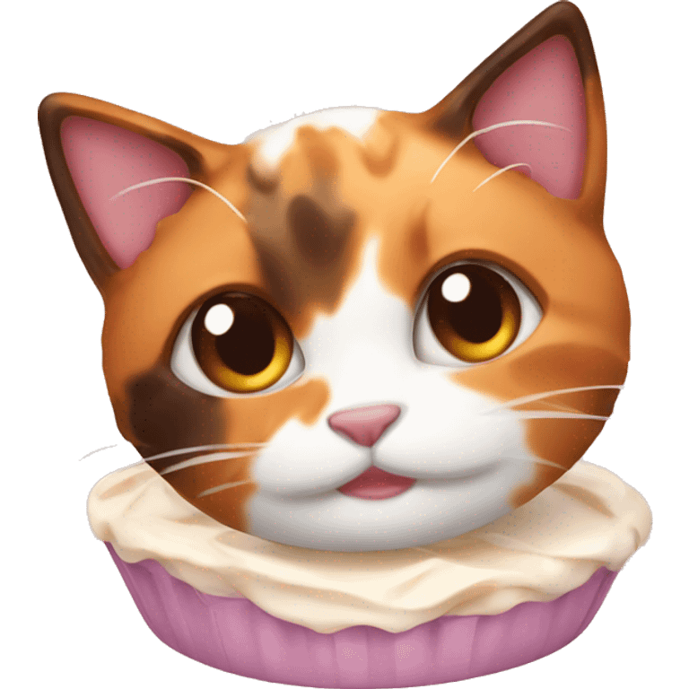 calico cat with dessert  emoji