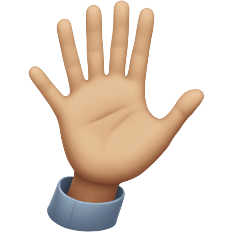 Man holding out hand with 5 written on hand emoji