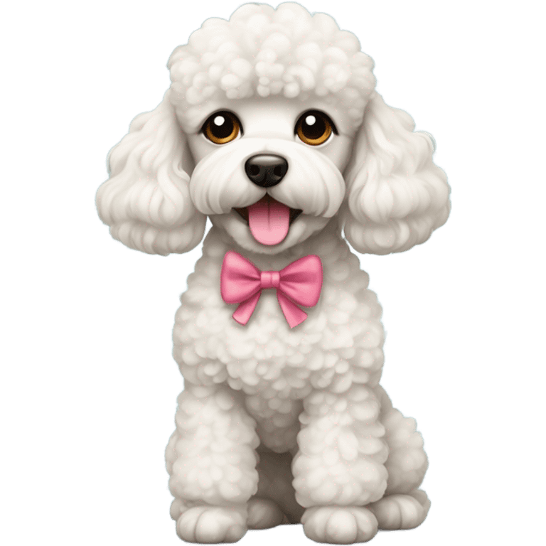 Cute poodle dog with bow emoji