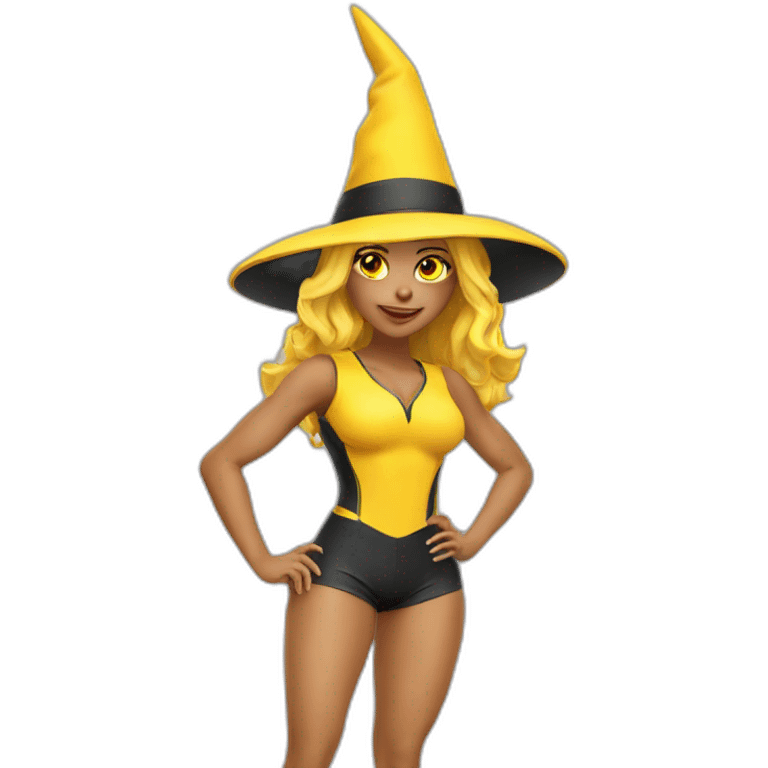 Sexy yellow Witch sportswoman emoji