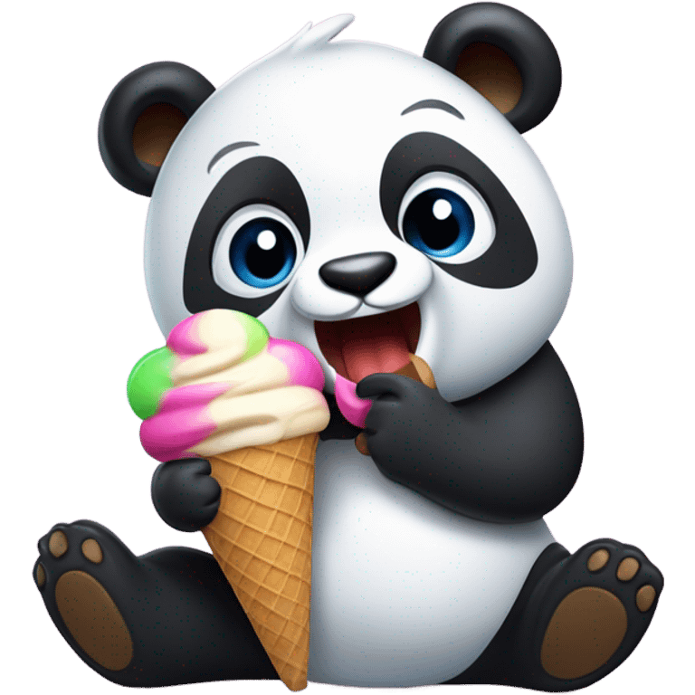 Panda eating ice cream emoji