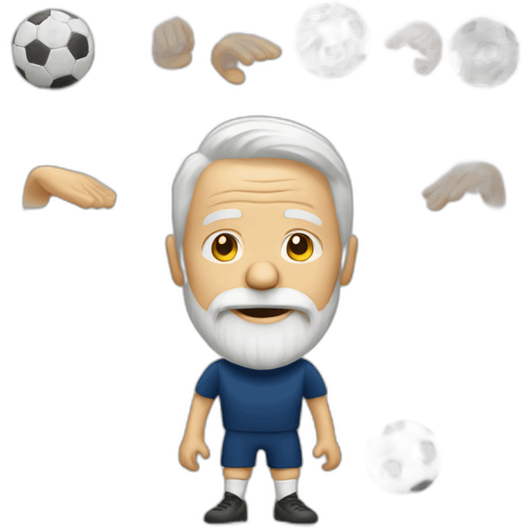 old white man with beard playing soccer emoji