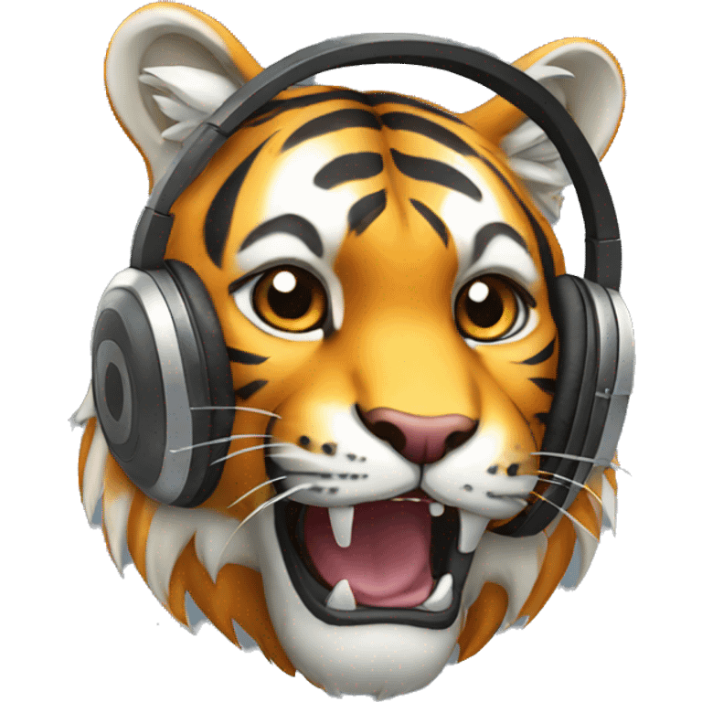 Tiger headphones talking emoji