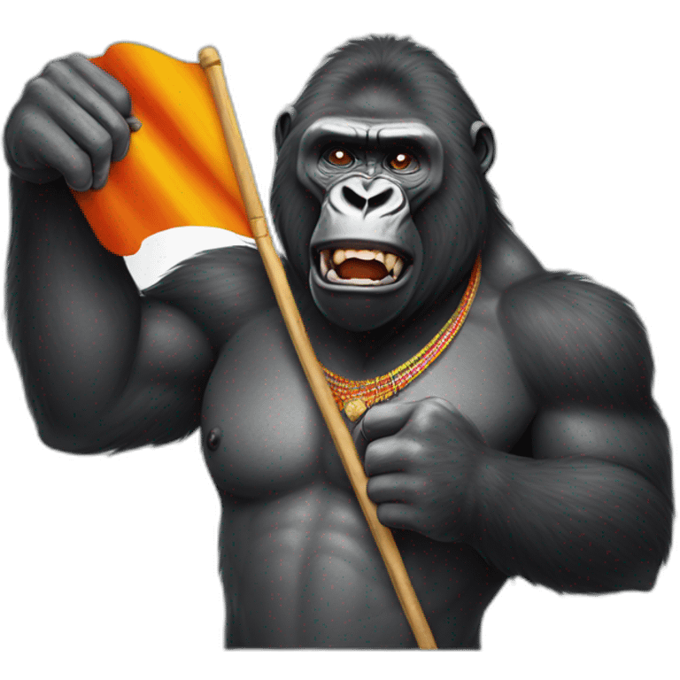 Gorilla spitting Indian flag emoji