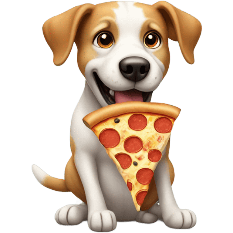 Dog eating pizza emoji