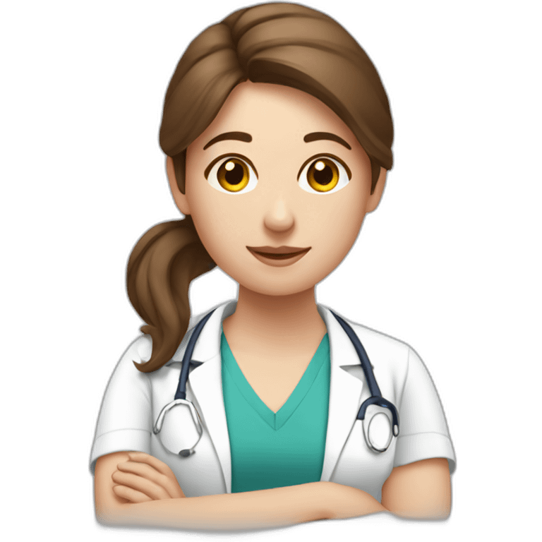 physiotherapist girl brown hair working with patients emoji