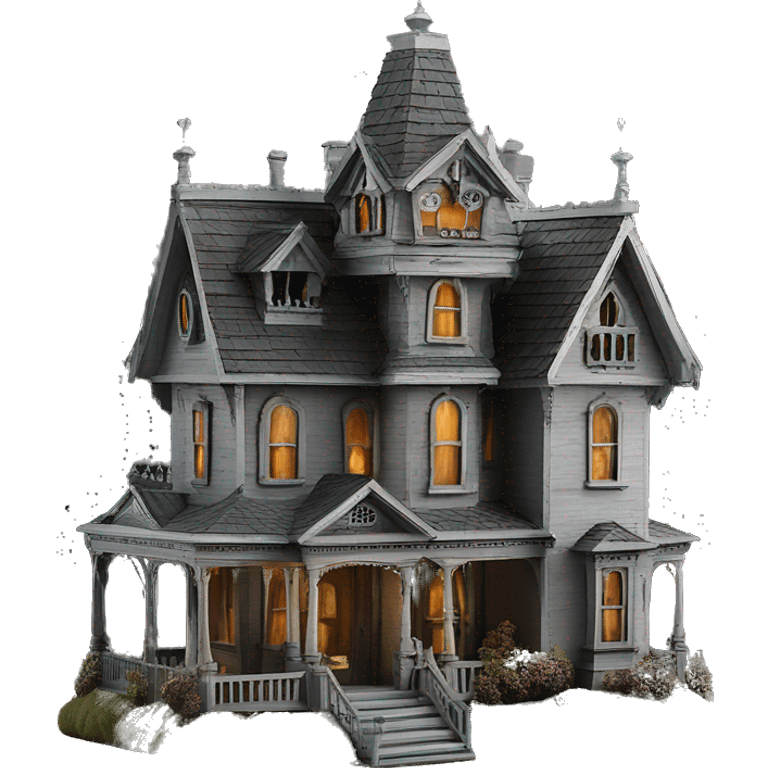 Haunting graveyard field Victorian large mansion birdhouse  emoji