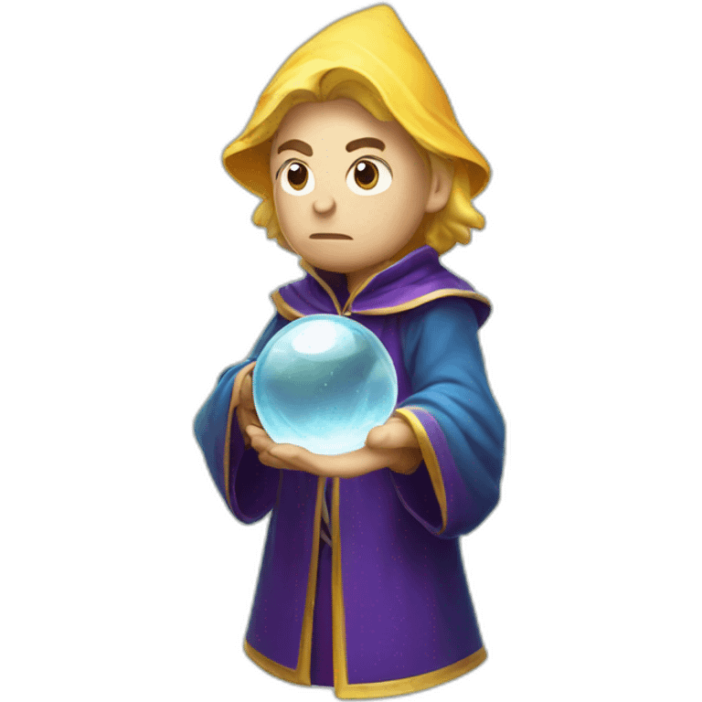 mage with thinking face holding crystal ball emoji