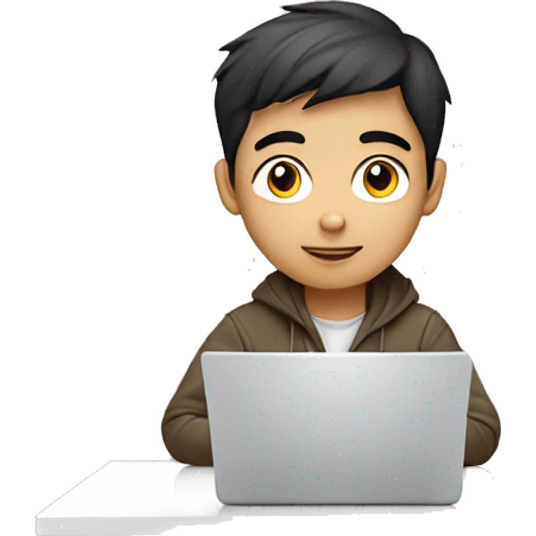 Graphic Designer asian boy with laptop emoji