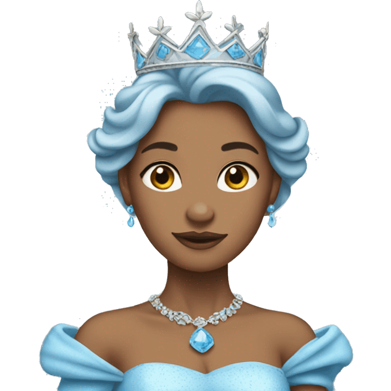 Princess wearing sky blue gown and crown emoji