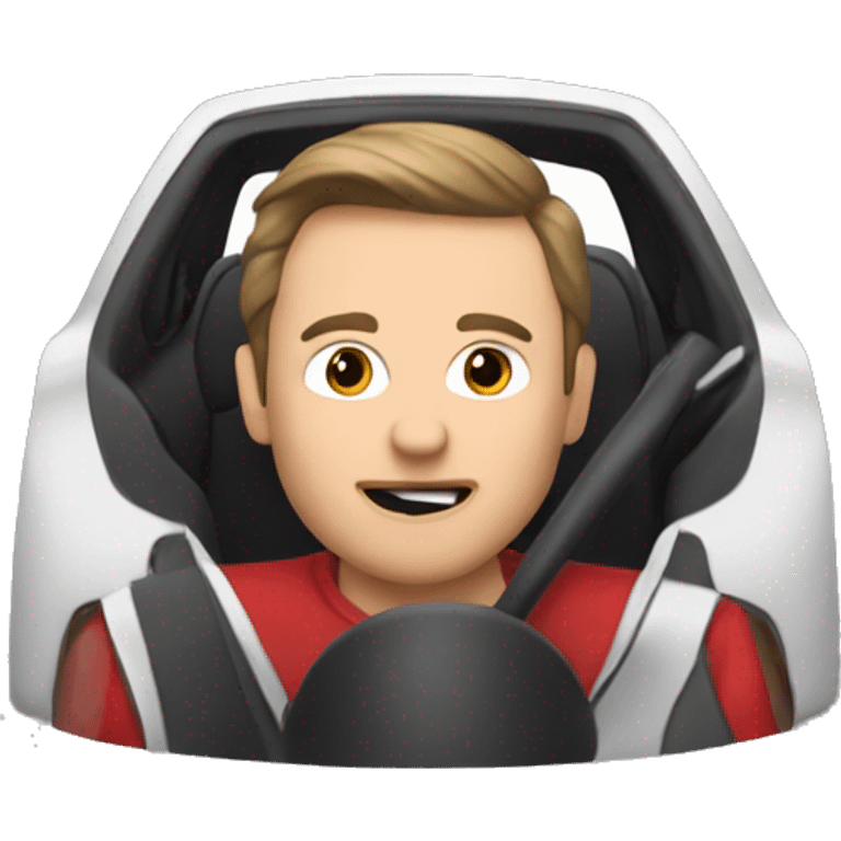 Musk behind steering wheel emoji