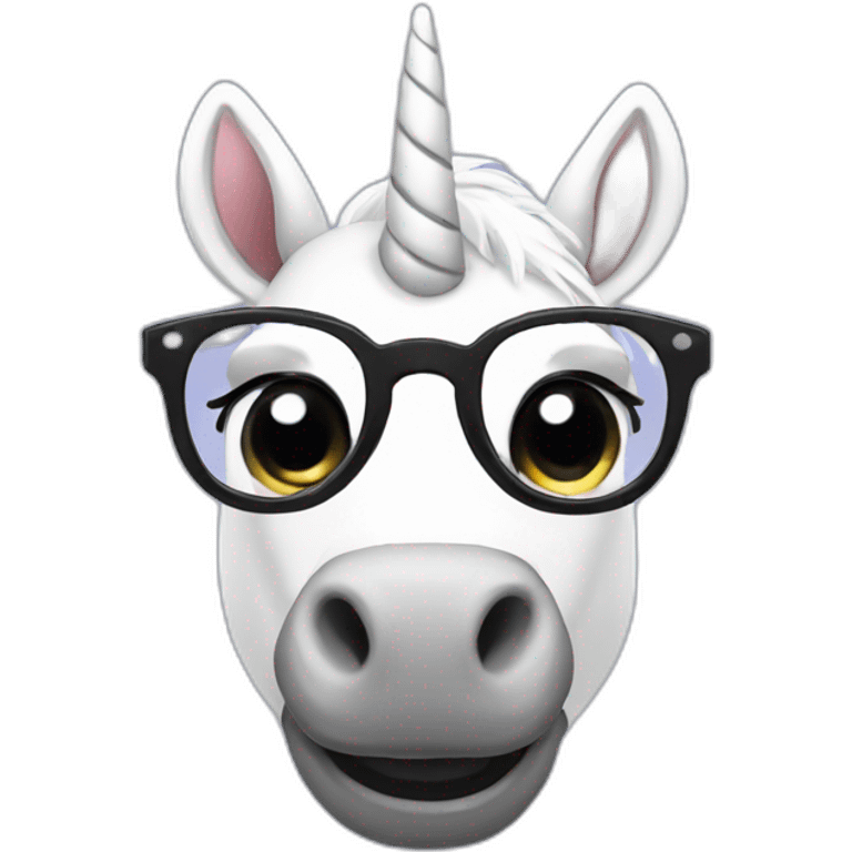 White unicorn with glasses emoji