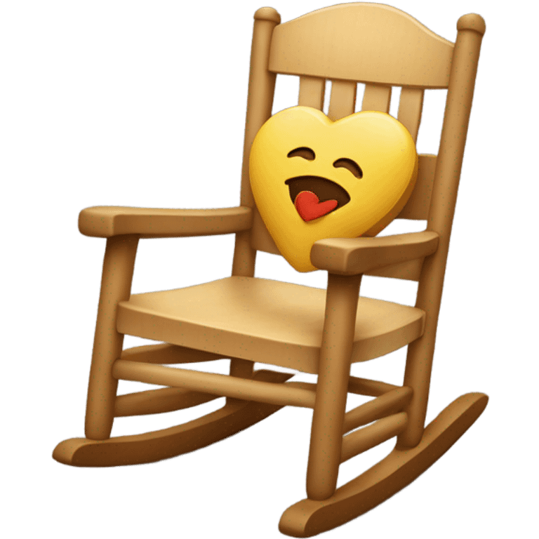 rocking chair with an wood heart engraved emoji